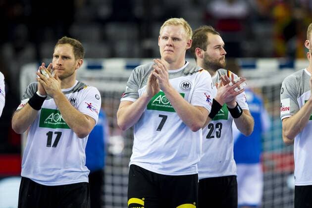 Steffen Weinhold Nr 17 Germany Patrick Wiencek Nr 7 Germany and Steffen Faeth No. 23 Germany after the game Germany Macedonia preliminary round handball EHF euro 2018 17 01 18 Zagreb Croatia Zagreb arena Copyright: xAgentur54Gradx xFelixxKoenigx
