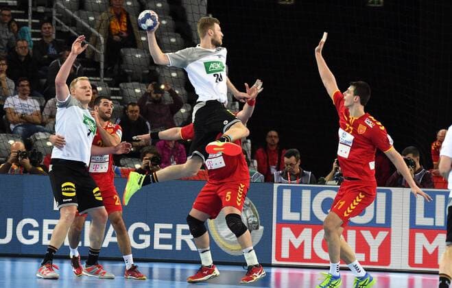 Zagreb Croatia Zagreb arena 17 1 2018 equality handball European Championship 2018 Germany vs Macedonia SC DHfK Leipzig Germany s Philipp Weber