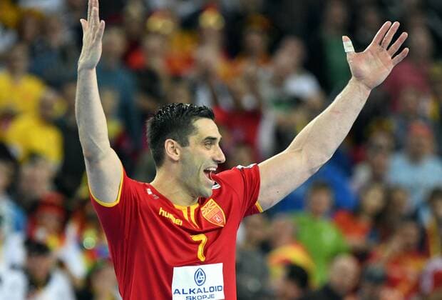 Zagreb Croatia Zagreb arena 17 1 2018 men handball European Championship 2018 Germany vs Kiril LAZAROV Macedonia of Macedonia