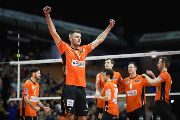 Berlin Germany 17 01 2018 Aleksandar Okolic BR volleys 1 playing the CEV volleyball Champions League group A between the Berlin recycling volleys and spacer s Toulouse VB