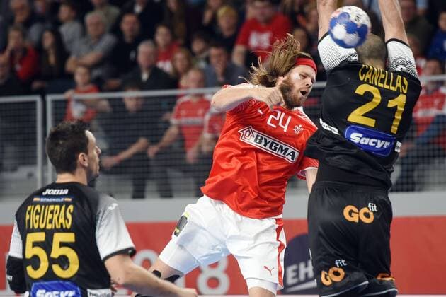 European Handball Championship, Group D, 3rd round, Spain - Denmark 17.01.2018., Arena Varazdin, Varazdin, Croatia - 2018 European Men s Handball Championship, Group D, 3rd round, Spain - Denmark. Mikkel Hansen  VjeranxZganec-Rogulja PIXSELL
