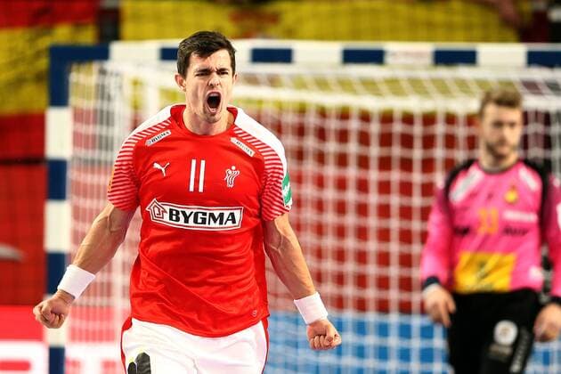European Handball Championship, Group D, 3rd round, Spain - Denmark 17.01.2018., Arena Varazdin, Varazdin, Croatia - 2018 European Men s Handball Championship, Group D, 3rd round, Spain - Denmark. Rasmus Lauge Schmidt  GoranxStanzl PIXSELL