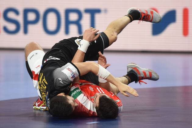 European Handball Championship, Group D, 3rd round, Spain - Denmark 17.01.2018., Arena Varazdin, Varazdin, Croatia - 2018 European Men s Handball Championship, Group D, 3rd round, Spain - Denmark. Alex Dujshebaev, Rasmus Lauge Schmidt. VjeranxZganec-Rogulja PIXSELL