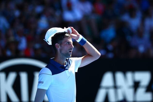 MELBOURNE, VIC - JANUARY 18: NOVAK DJOKOVIC (SRB) during day four match of the 2018 Australian Open on January 18, 2018 at Melbourne Park Tennis Centre Melbourne, Australia (Photo by Chaz Niell Icon Sportswire) TENNIS: JAN 18 Australian Open Icon1801177175 EDITORIAL USE ONLY