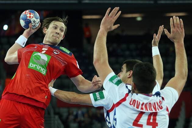 European Handball Championship, Group I, 1th round Serbia vs. Norway 18.01.2018., Arena Zagreb, Zagreb, Croatia - 2018 European Men s Handball Championship, Group I, 1th round Serbia vs. Norway. Sander Sagosen.  GoranxStanzl PIXSELL