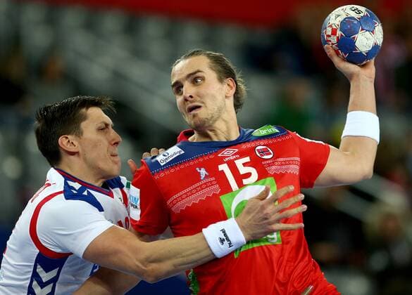 European Handball Championship, Group I, 1th round Serbia vs. Norway 18.01.2018., Arena Zagreb, Zagreb, Croatia - 2018 European Men s Handball Championship, Group I, 1th round Serbia vs. Norway. Kent Robin Tonnesen, Bojan Beljanski.  IgorxKralj PIXSELL