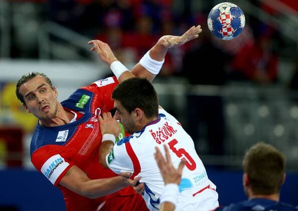 European Handball Championship, Group I, 1th round Serbia vs. Norway 18.01.2018., Arena Zagreb, Zagreb, Croatia - 2018 European Men s Handball Championship, Group I, 1th round Serbia vs. Norway. Kent Robin Tonnesen, Zarko Sesum.  IgorxKralj PIXSELL