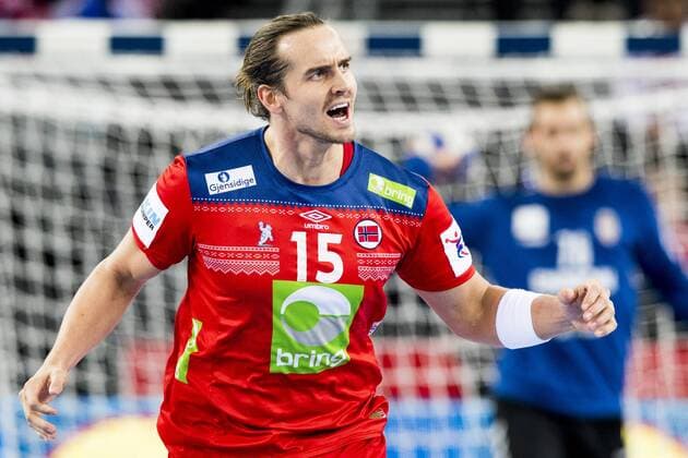 180118 Norway s Kent Robin T ¿nnesen cheering during handball match between Serbia and Norway during Handball CHAMPIONSHIPS on 18 January 2018 2018 in Zagreb  Copyright: LUDVIGxTHUNMAN BB180118LT156