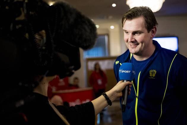 180119 assistant coach Martin Boquist interviewed during a press conference with Swedish national team handball Handball CHAMPIONSHIPS on 19 January 2018 2018 in Zagreb  Copyright: LUDVIGxTHUNMAN BB180119LT010