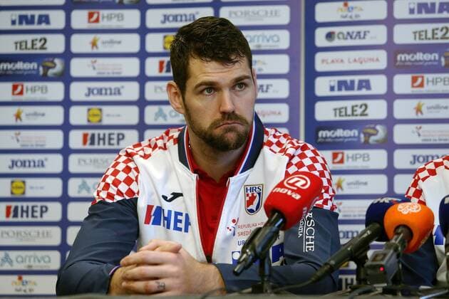 press conference PK Pressekonferenz of the Croatian handball team 19.01.2018., Croatia, Zagreb - Press Conference of the Croatian handball team, coach Lino Cervar and players Jakov Gojun and Zeljko Musa.  DaliborxUrukalovic PIXSELL