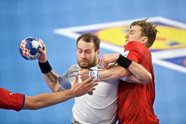 Handball Varazdin 19 01 2018 Championship men s men euro Championships second round Germany GER Czech Republic CZE Steffen Fäth Germany no. 23 Faeth Fath LANDA Jan Czech Republic No. 04