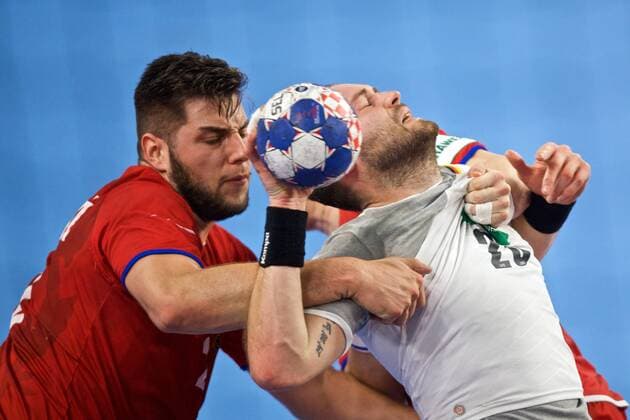 Handball Varazdin 19 01 2018 Championship men s men euro Championships second round Germany GER Czech Republic CZE Steffen Fäth Germany no. 23 Faeth Fath LANDA Jan Czech Republic No. 04 PETROVSKY Leos Czech Republic No. 23