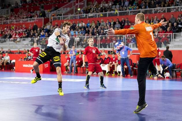 Uwe of Gali No. 3 Germany in the counterattack against Tomas Mrkva Nr 1 Czech Republic Germany Czech Republic round handball EHF euro 2018 19 01 18 Varazdin-Varazdin Croatia Varazdin arena Copyright: xAgentur54Gradx xFelixxKoenigx