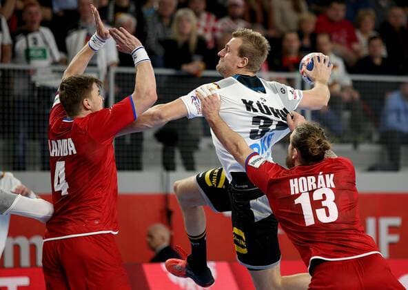 European Handball Championship, Group II, 1th round Germany vs. Czech Republic 19.01.2018., Varazdin Arena, Varazdin, Croatia - 2018 European Men s Handball Championship, Group II, 1th round Germany vs. Czech Republic. Julius Kuhn.  IgorxKralj PIXSELL