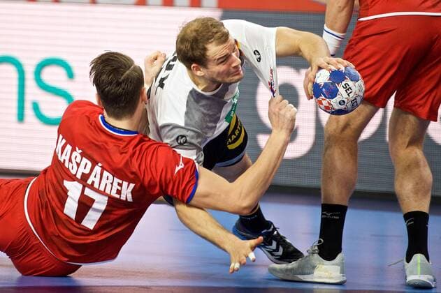 Handball Varazdin 19 01 2018 Championship men s men euro Championships second round Germany GER Czech Republic CZE Paul Daranda Germany no. 95 KASPAREK Stanislav Czech Republic No 17