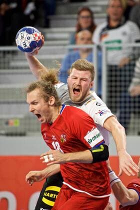 Handball Varazdin 19 01 2018 Championship men s men euro Championships second round Germany GER Czech Republic CZE Philipp Weber Germany no. 20 STEHLÍK Jan Czech Republic No 18