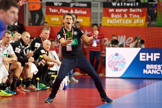 Handball Varazdin 19 01 2018 Championship men s men euro Championships second round Germany GER Czech Republic CZE Christian Prokop Germany coach cheering