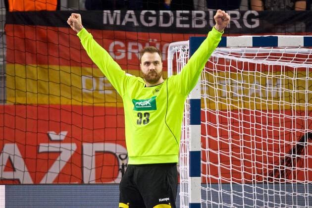 Handball Varazdin 19 01 2018 Championship men s men euro Championships second round Germany GER Czech Republic CZE Andreas Wolff Germany TW No. 33 cheers