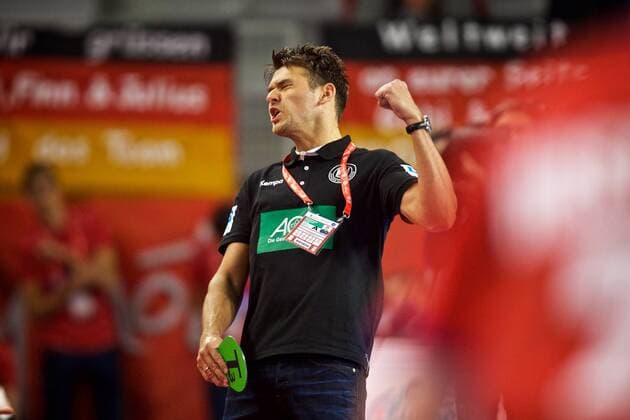 Handball Varazdin 19 01 2018 Championship men s men euro Championships second round Germany GER Czech Republic CZE Christian Prokop Germany coach cheering