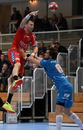 19 01 2018 handball season 2017 2018 test game friendly match HC Erlangen HCE talent Plzen Pilsen Nikolai link 33 HC Erlangen HCE Jakub Sindelar 66 talent MAT Plzen Pilsen