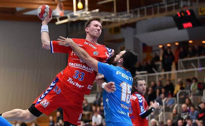 19 01 2018 handball season 2017 2018 test game friendly match HC Erlangen HCE talent Plzen Pilsen Nikolai link 33 HC Erlangen HCE Milan Ivancev 15 talent MAT Plzen Pilsen