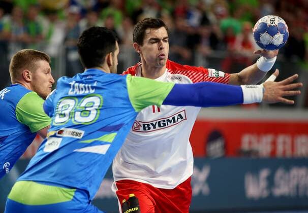 European Handball Championship, Group II, 1th round Slovenia vs. Denmark 19.01.2018., Varazdin Arena, Varazdin, Croatia - 2018 European Men s Handball Championship, Group II, 1th round Slovenia vs. Denmark. Rasmus Lauge Schmidt.  IgorxKralj PIXSELL