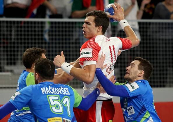 European Handball Championship, Group II, 1th round Slovenia vs. Denmark 19.01.2018., Varazdin Arena, Varazdin, Croatia - 2018 European Men s Handball Championship, Group II, 1th round Slovenia vs. Denmark. Rasmus Lauge Schmidt.  IgorxKralj PIXSELL