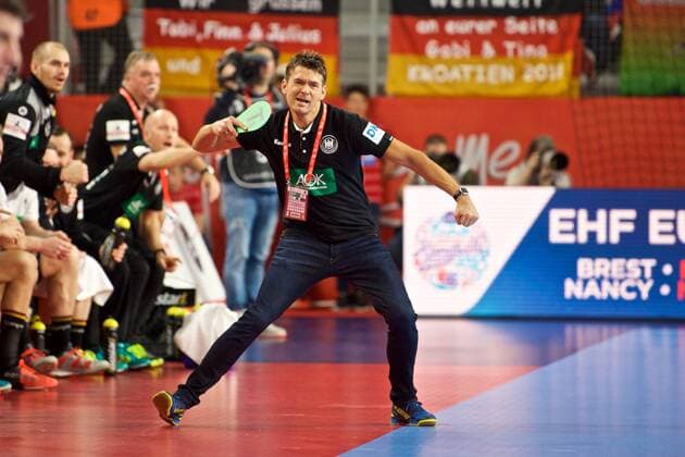 Handball Varazdin 19 01 2018 Championship men s men euro Championships second round Germany GER Czech Republic CZE Christian Prokop Germany coach jubilation