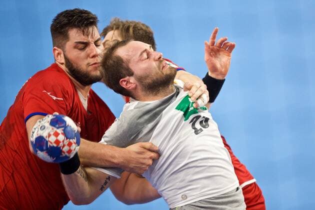 Handball Varazdin 19 01 2018 Championship men s men euro Championships second round Germany GER Czech Republic CZE Steffen Fäth Germany no. 23 Faeth Fath PETROVSKY Leos Czech Republic No. 23 LANDA Jan Czech Republic No. 04