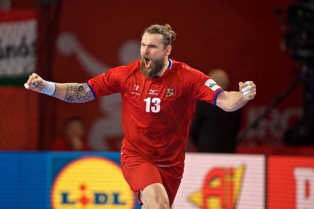 Handball Varazdin 19 01 2018 Championship men s men euro Championships second round Germany GER Czech Republic CZE HORAK Pavel Czech Republic No. 13 jubilation