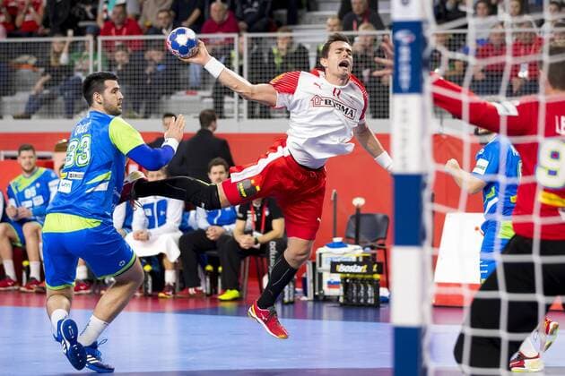 Rasmus lye Schmidt Nr 11 Denmark against Igor Zabic No. 33 Slovenia Slovenia Denmark round handball EHF euro 2018 19 01 18 Varazdin-Varazdin Croatia Varazdin arena Copyright: xAgentur54Gradx xFelixxKoenigx