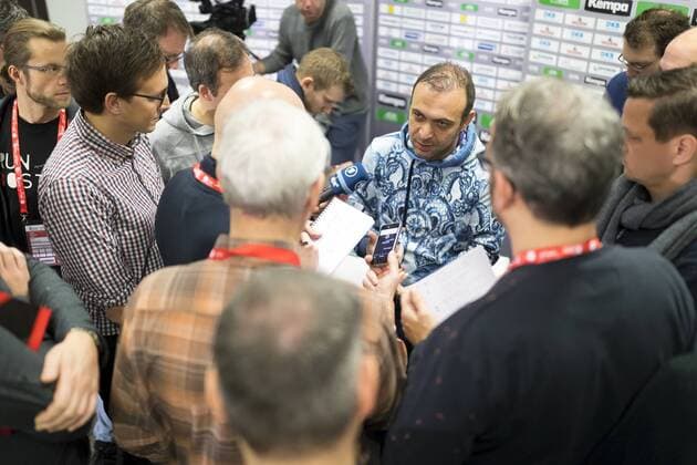 Bob Hanning is the questions of a great round by journalists media date of the German national team round handball EHF euro 2018 20 01 18 Varazdin-Varazdin Croatia Varazdin arena Copyright: xAgentur54Gradx xFelixxKoenigx