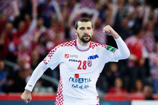 180120 Croatia s Zeljko Musa exults in the handball match between Croatia and Norway during Handball CHAMPIONSHIPS on January 20, 2018 2018 in Zagreb  Copyright: LUDVIGxTHUNMAN BB180120LT105