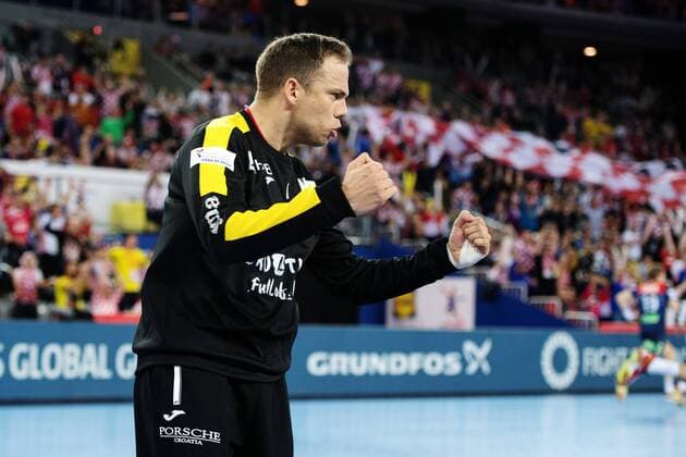 180120 malvakt of Croatia Ivan Stevanovic exults in the handball match between Croatia and Norway during Handball CHAMPIONSHIPS on January 20, 2018 2018 in Zagreb  Copyright: LUDVIGxTHUNMAN BB180120LT107