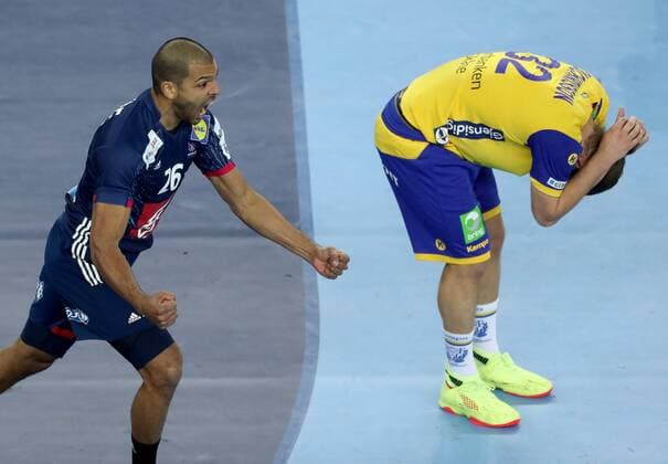 European Handball Championship, Group I, 4th round, Sweden - France 20.01.2018., Arena Zagreb, Zagreb, Croatia - 2018 European Men s Handball Championship, Group I, 4th round, Sweden - France. Nicolas Claire.  IgorxKralj PIXSELL