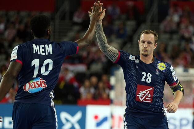 European Handball Championship, Group I, 4th round, Sweden - France 20.01.2018., Arena Zagreb, Zagreb, Croatia - 2018 European Men s Handball Championship, Group I, 4th round, Sweden - France. Dika Mem, Valentin Porte.  DaliborxUrukalovic PIXSELL