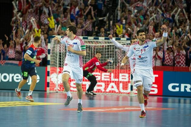Joie Croatie HANDBALL : Croatie vs Norvege - Championnat d europe EHF - Zagreb - 20 01 2018 TheophileLaurent Panoramic 