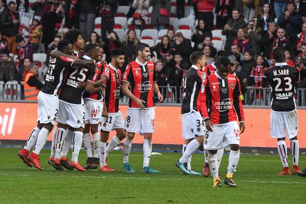 Remerciement victoire Nice FOOTBALL : Nice vs Saint Etienne - Ligue 1 - 21 01 2018 LionelUrman Panoramic  B