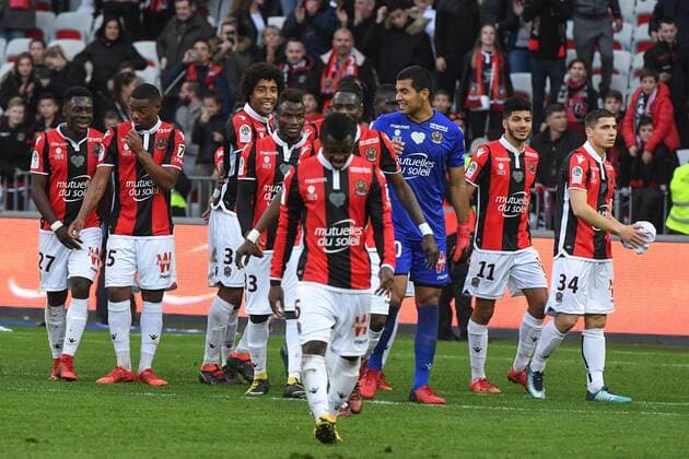 Remerciement victoire Nice FOOTBALL : Nice vs Saint Etienne - Ligue 1 - 21 01 2018 LionelUrman Panoramic  B