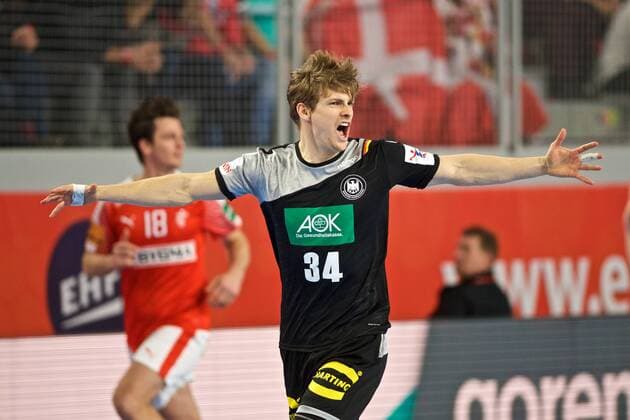 Handball Varazdin 21 01 2018 Championship men s men euro Championships second round Germany GER Denmark DAN Rune Dahmke Germany no. 34 cheers