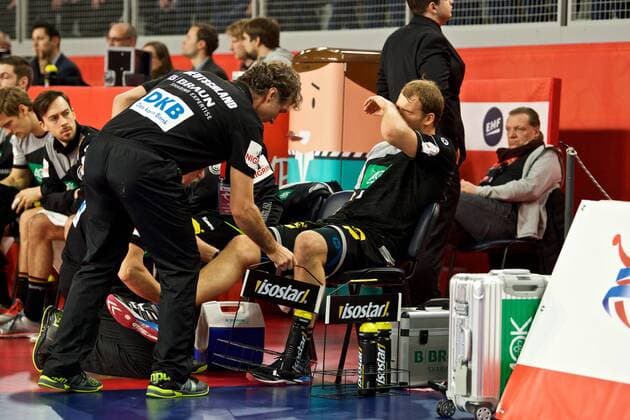 Handball Varazdin 21 01 2018 Championship men s men euro Championships second round Germany GER Denmark DAN Paul Daranda Germany no. 95 injured the knee