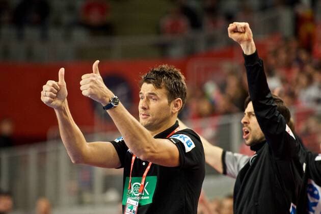 Handball Varazdin 21 01 2018 Championship men s men euro Championships second round Germany GER Denmark DAN Christian Prokop Germany coach cheering