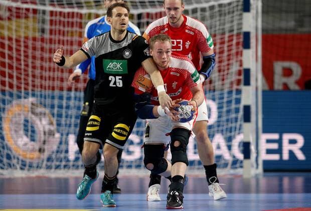 European Handball Championship, Group II, 4th round, Germany - Denmark 21.01.2018., Arena Varazdin, Varazdin, Croatia - 2018 European Men s Handball Championship, Group II, 4th round, Germany - Denmark. Kai Hafner, Rene Toft Hansen. IgorxKralj PIXSELL