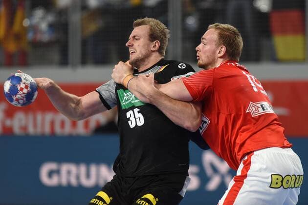 European Handball Championship, Group II, 4th round, Germany - Denmark 21.01.2018., Arena Varazdin, Varazdin, Croatia - 2018 European Men s Handball Championship, Group II, 4th round, Germany - Denmark. Julius Kuhn, Rene Toft Hansen. VjeranxZganec-Rogulja PIXSELL
