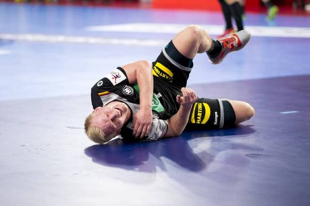 Patrick Wiencek Nr 7 Germany lies a litter with pain on the United Kingdom Denmark round handball EHF euro 2018 21 01 18 Varazdin-Varazdin Croatia Varazdin arena Copyright: xAgentur54Gradx xFelixxKoenigx