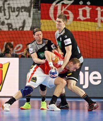 Handball Varazdin 21 01 2018 Championship men s men euro Championships second round Germany GER Denmark DAN TOFT René Denmark No. 19 Tobias Reichmann Germany no. 09 Finn Lemke Germany no. 06