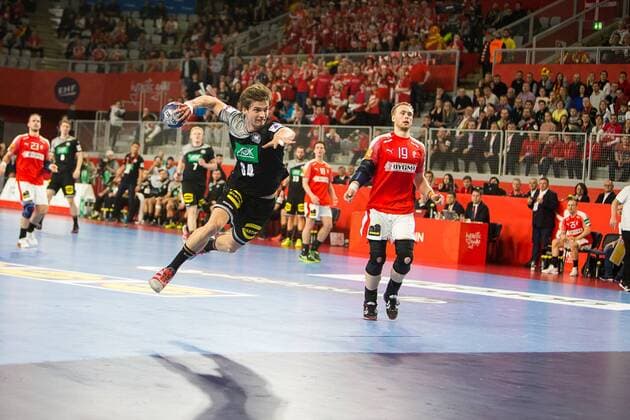 Handball, EM, Deutschland - Dänemark DAHMKE Rune (Allemagne - Germany) HANDBALL : Allemagne vs Danemark - Championnat d europe EHF - 21 01 2018 TheophileLaurent Panoramic 