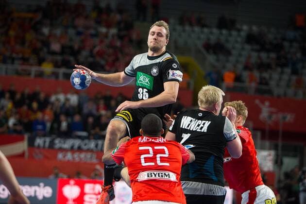 Handball, EM, Deutschland - Dänemark KUHN Julius (Allemagne - Germany) HANDBALL : Allemagne vs Danemark - Championnat d europe EHF - 21 01 2018 TheophileLaurent Panoramic 