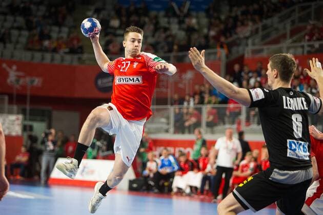 Handball, EM, Deutschland - Dänemark DAMGAARD NIELSEN Michael (Danemark - Denmark) HANDBALL : Allemagne vs Danemark - Championnat d europe EHF - 21 01 2018 TheophileLaurent Panoramic 