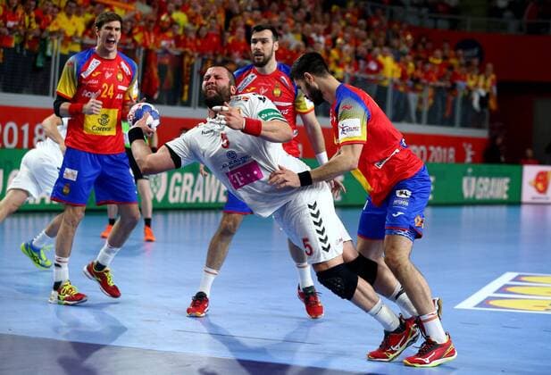Handball, EM, Mazedonien - Spanien European Handball Championship, Group II, 4th round, FYR Macedonia - Spain 21.01.2018., Arena Varazdin, Varazdin, Croatia - 2018 European Men s Handball Championship, Group II, 4th round, FYR Macedonia - Spain. Stojance Stoilov IgorxKralj PIXSELL